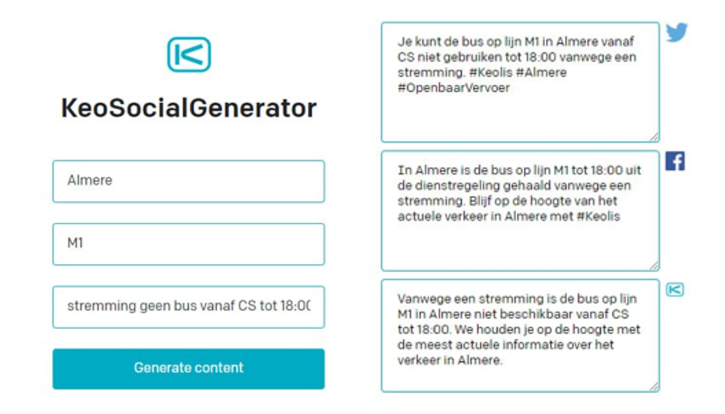 Keolis Nederland has developed a passenger information tool using generative artificial intelligence.