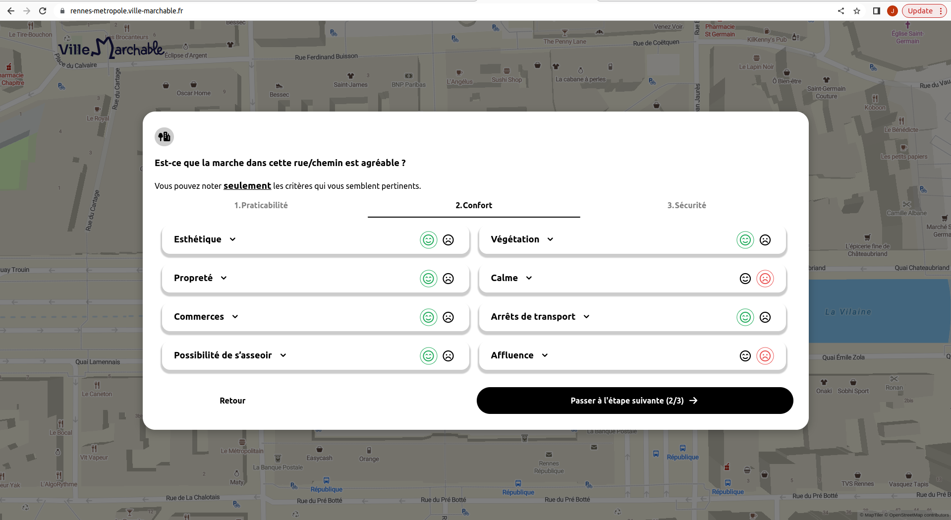 Someware's "Walkable city" questionnaire for Rennes Métropole