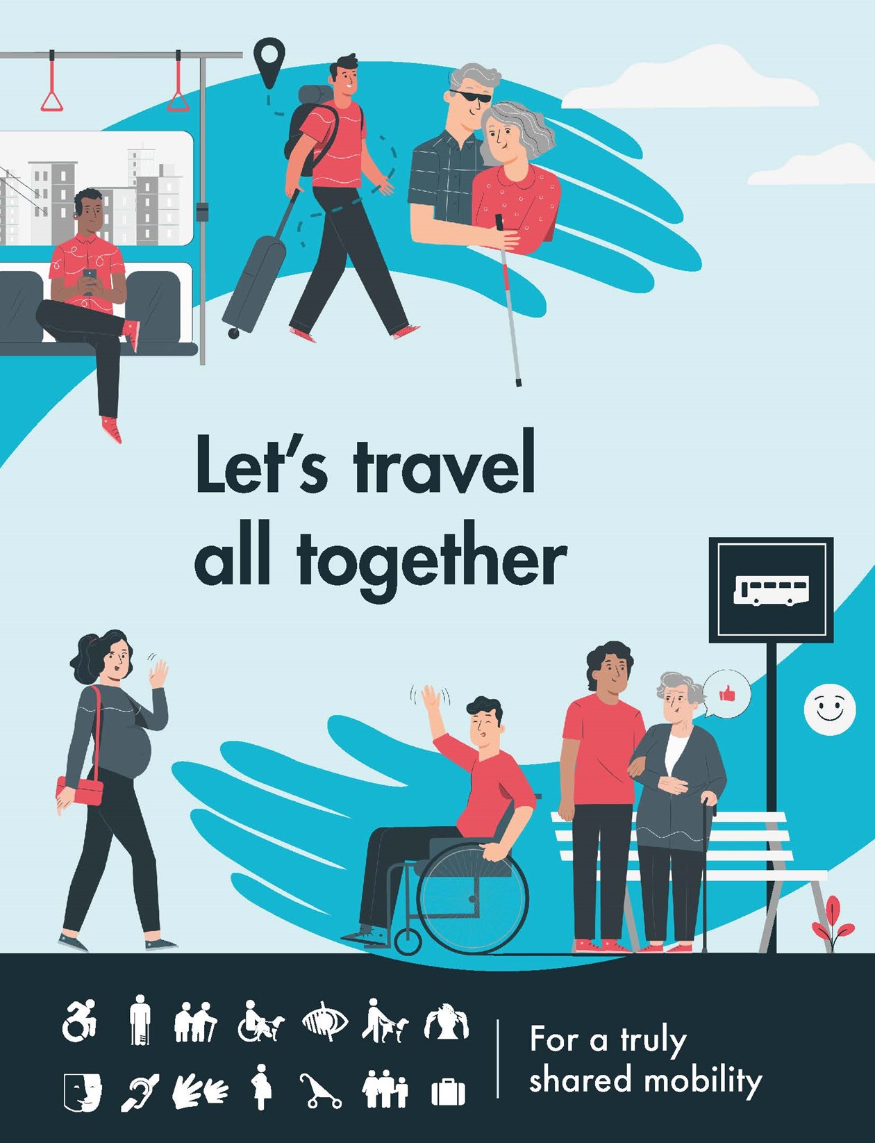 The Group is committed to inclusive mobility. Poster Let's travel all together