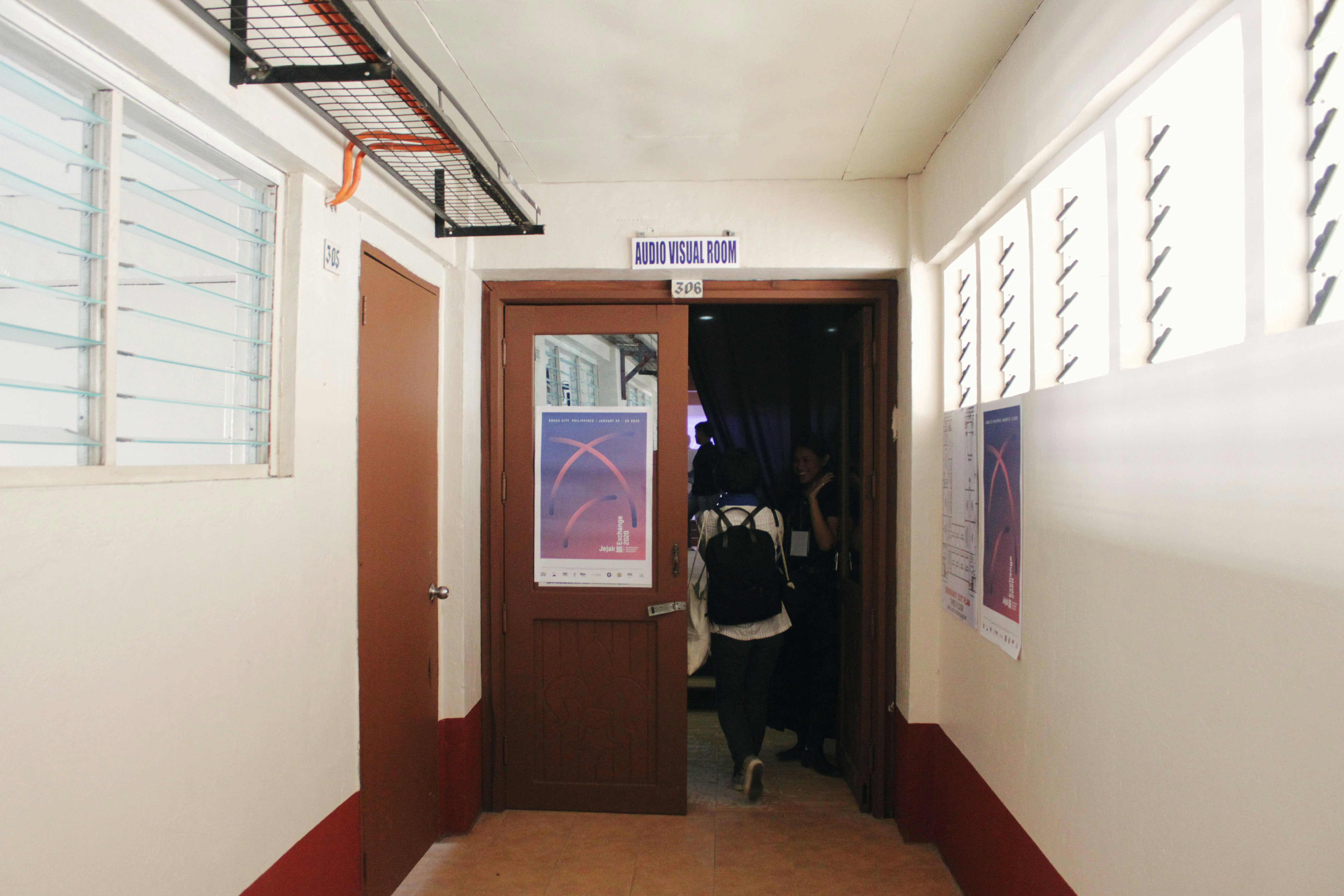 Jejak-Tabi Exchange co-founder Akane Nakamura entering the Audio-Visual Room of Colegio de la Purisima Concepcion, Roxas City.