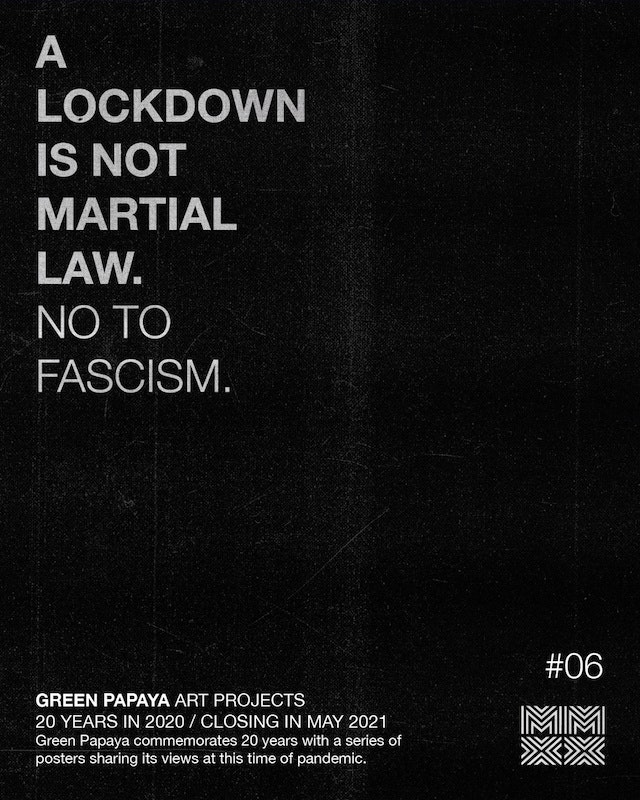 Green Papaya poster, 2020, white text on black background.