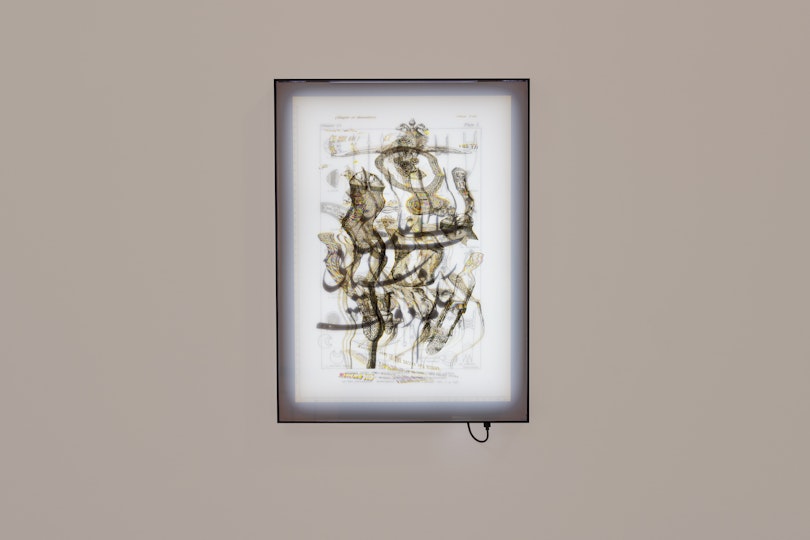 An illuminated digital print on a light box