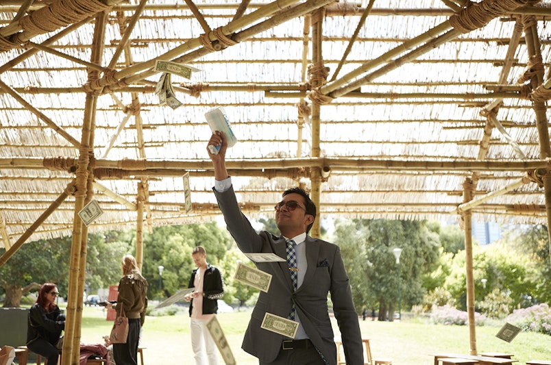 Abdullah M.I. Syed, Flying Buck Exchange (performance documentation), presented at MPavilion as part of the inaugural Asia TOPA.