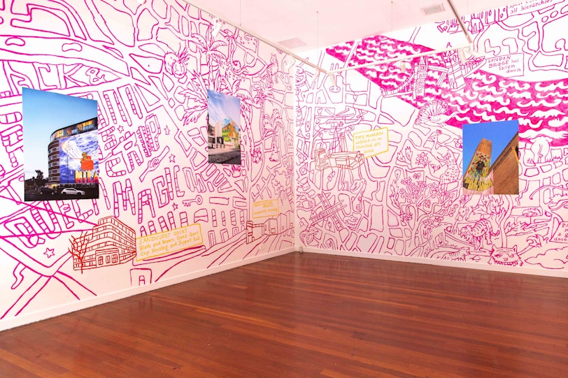 TextaQueen: Bollywouldn't, 2022, Installation view, 4A Centre for Contemporary Asian Art; photo: Anna Hay.