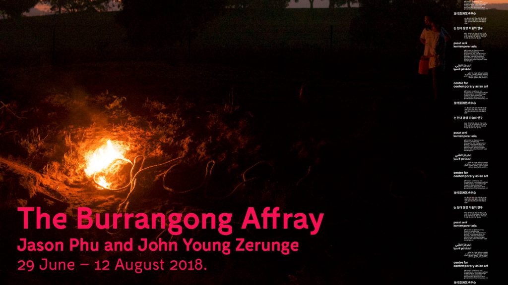 A newsletter image for The Burrangong Affray featuring a progress image by Jason Phu, Queue, 2018.