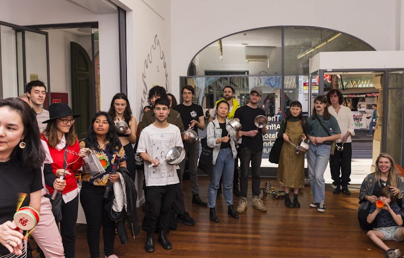 A photo inside 4A showing a group of people participating in the Hungry Ghost Festival: The Burrangong Affray event