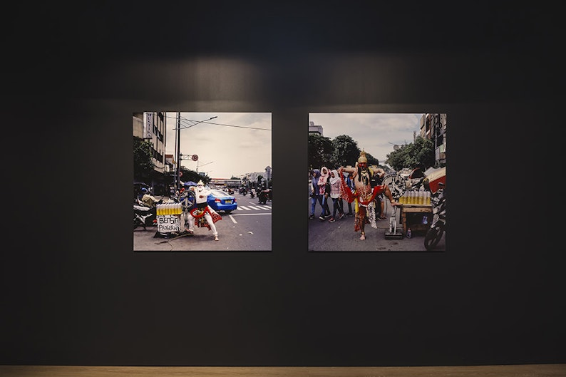 Left to right: Adri Valery Wens, Hanoman di Jalan Kalilio No.15 – Senen (2016), Rahwana di Jalan Kalilio No.15 – Senen (2016), pigment on silver rag paper, installation view, 4A Centre for Contemporary Asian Art. Courtesy the artist. Image: Document Photography