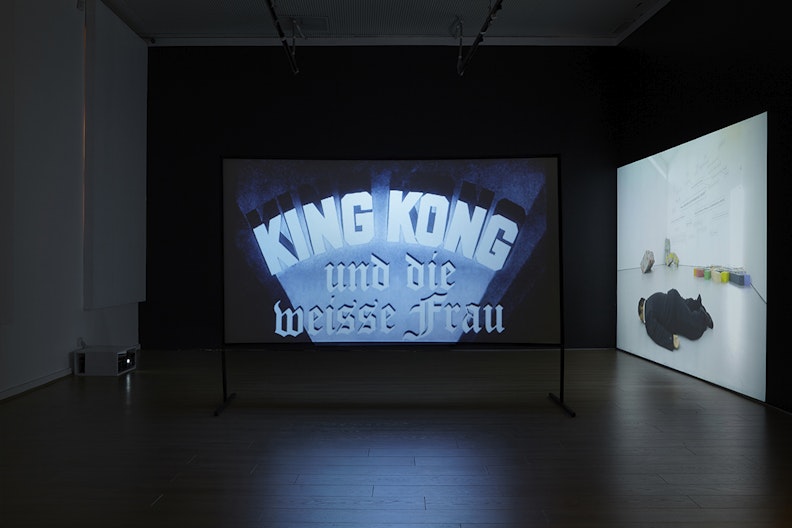 Simon Fujiwara, Studio Pieta (King Kong Komplex) (2013), single-channel video, installation view, 4A Centre for Contemporary Asian Art. Courtesy the artist. Commissioned by Sharjah Art Foundation. Photo: Zan Wimberley