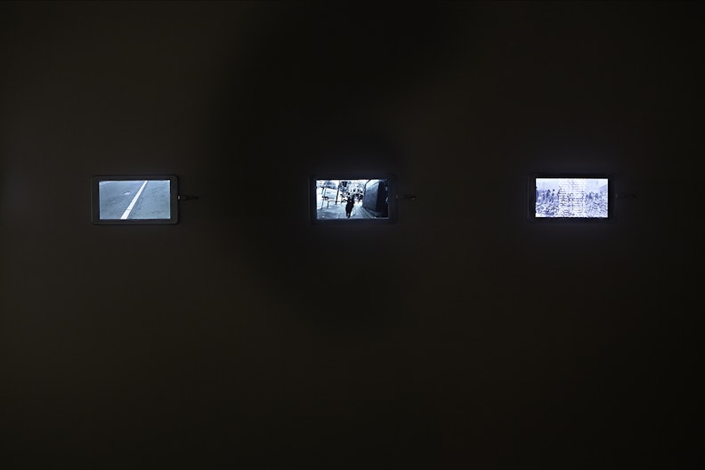 Helen Grace, Map of Spirits (2015), narrative clip image capture and archival compilation on Android tablet, installation view, 4A Centre for Contemporary Asian Art. Courtesy the artist. Photo: Zan Wimberley