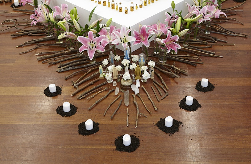 Amala Groom, Journey to the Ninth (2015), mixed media installation, installation view, 4A Centre for Contemporary Asian Art. Courtesy the artist. Photo: Zan Wimberley