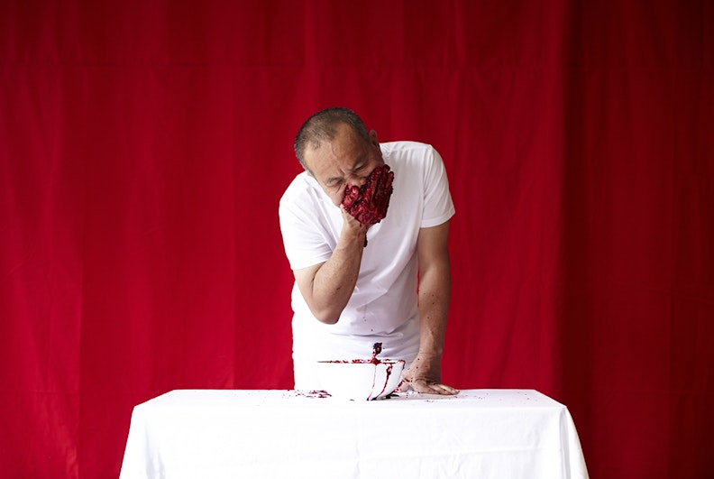Dadang Christanto, Tooth Brushing (first performed 1979, 2015 iteration), performance documentation, 4A Centre for Contemporary Art. Courtesy the artist. Image: Zan Wimberley