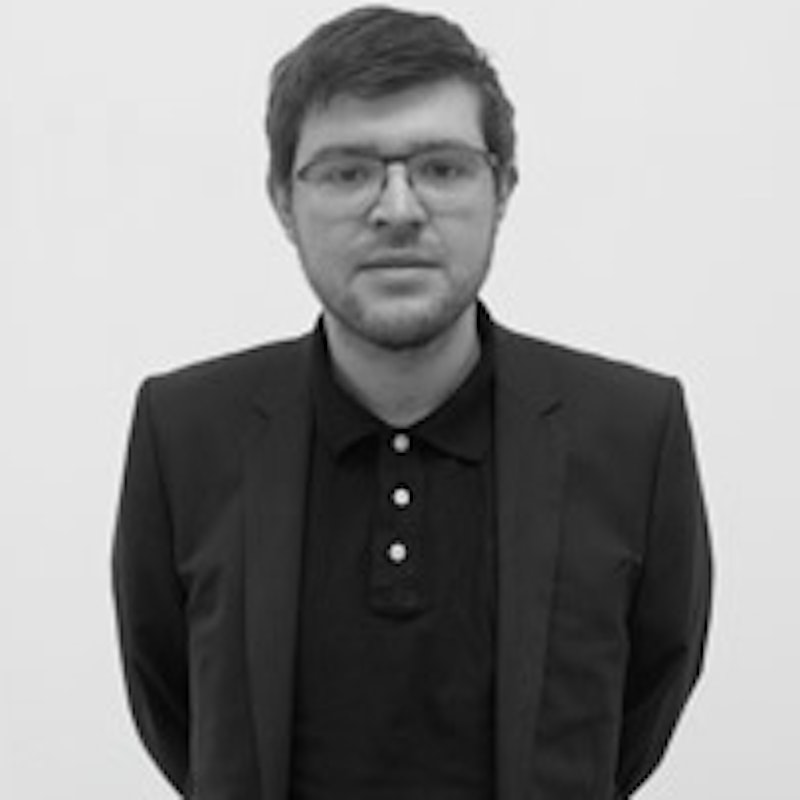 A black and white photo of Cosmin Costinas