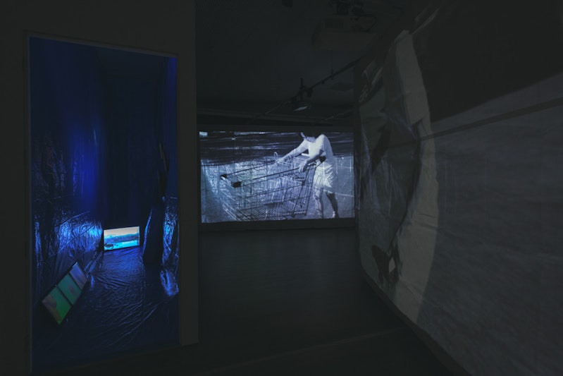 James Nguyen, Gimbal series (2015), four-channel video, sound; first floor exhibition views, 4A Centre for Contemporary Art. Courtesy the artist.