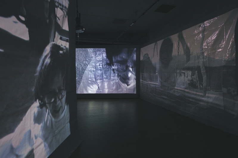 James Nguyen, Gimbal series (2015), four-channel video, sound; first floor exhibition views, 4A Centre for Contemporary Art. Courtesy the artist.