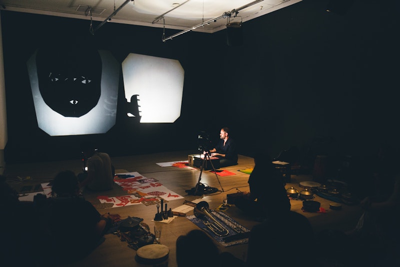 Jumaadi, Journal of Dusk (2015), a shadow play performance, 4A Centre for Contemporary Art. Image by Natasha Polskaya.