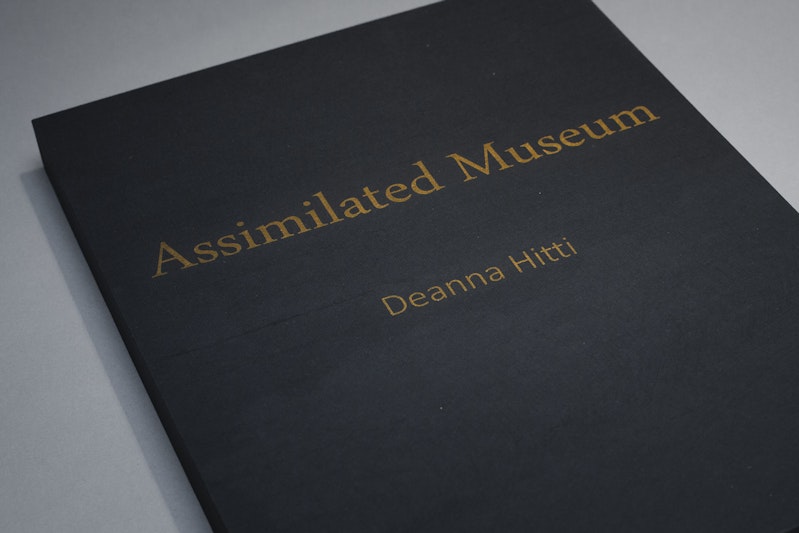 Deanna Hitti, Assimilation Museum (2015), screen prints on BFK Rives 210gsm, NiJin gold paper, hardcover book; installation view, 4A Centre for Contemporary Asian Art. Courtesy the artist. Image: Document Photography.