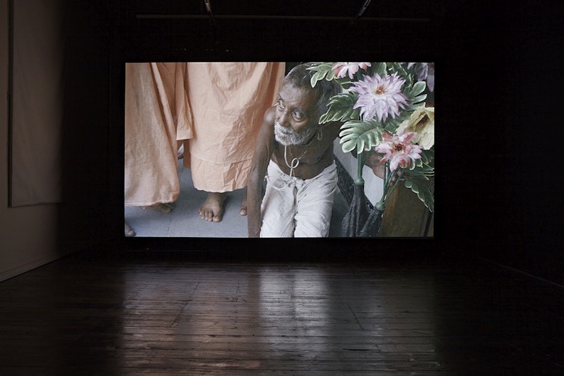 Omar Chowdhury, Locus II (2014), single-channel video; installation view, 4A Centre for Contemporary Asian Art. Courtesy Omar Chowdhury. Photo: Zan Wimberley.