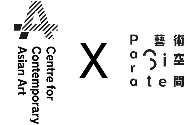 The 4A Centre for Contemporary Asian Art and Para Site logos in black on a white background with an X in between