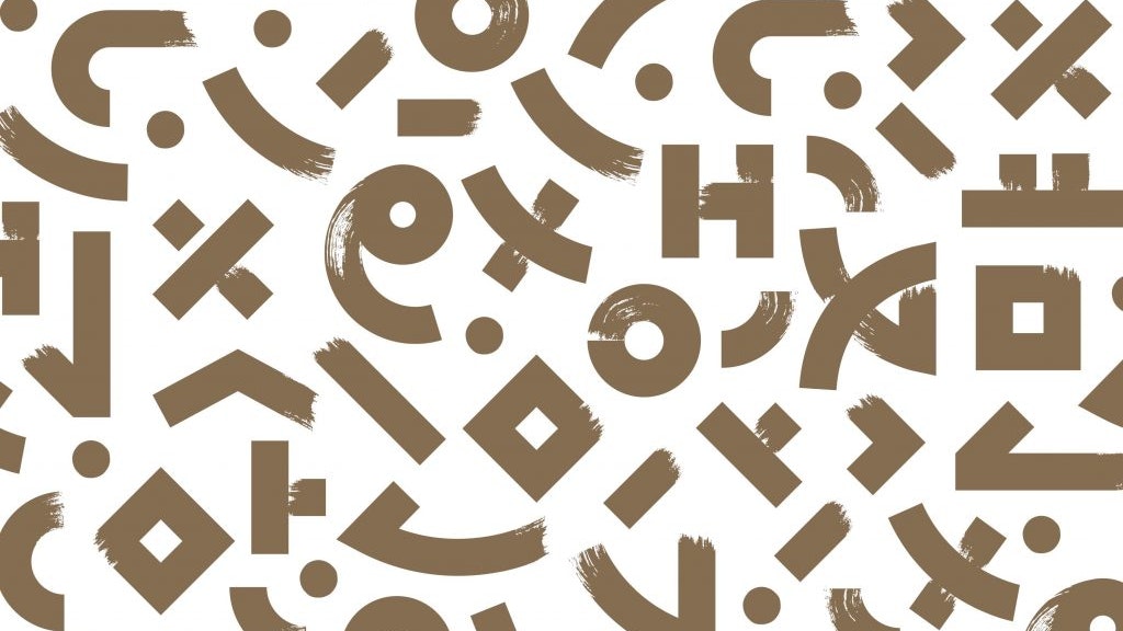 Brown characters on a white background.