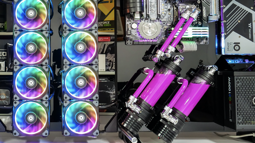 Header image: Baden Pailthorpe (with GGF LAN Party), Pitch Deck (detail), 2017 (custom dual PC): ASRock X299 Taichi; Intel i9 7900X; 64GB G.Skill Trident Z RGB; Zotac GTX 1080 10th Anniversary Edition; Intel 600P 512GB M.2 SSD; Thermaltake 1000W RGB Toughpower PSU; Thermaltake LCS; CableMod Sleeved Cables. Build: Stuart Tonks, GGF LAN Party. Image courtesy the artist and Sullivan+Strumpf, Sydney.
