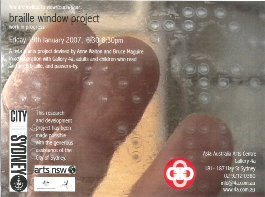 <h1>Anne Walton and Bruce Maguire: The Braille Window Project</h1>