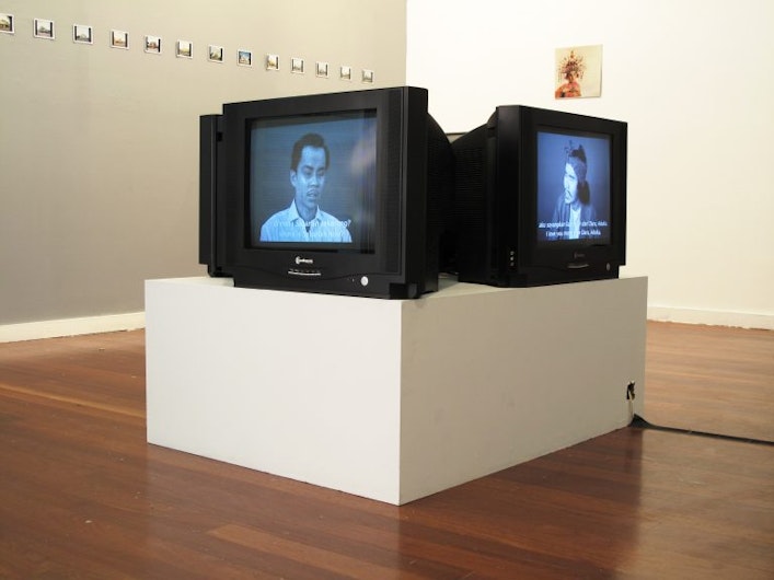 Ming Wong, Four Malay Stories, 2005, 4-channel digital video installation, black/white, looped DVD, 25 minutes.