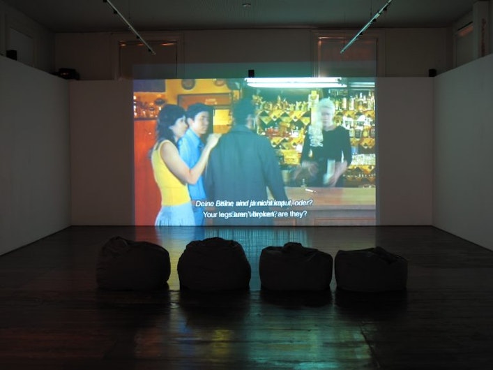 Ming Wong, Angst Essen/Eat Fear, 2008, digital video installation, exhibition view.