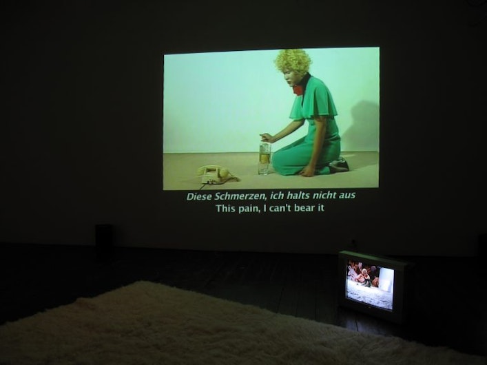 Ming Wong, Lerne Deutsch mit Petra von Kant (Learn German with Petra von Kant), 2007, digital video installation, 10 minutes, exhibition view.