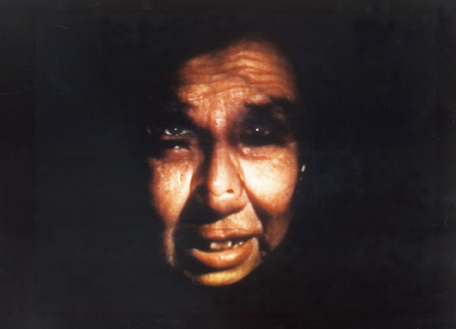 Image: Face 1, Li Yongbin (1995-7), video installation. Image via C Kidd, AsiaPacific, 25, 2000.