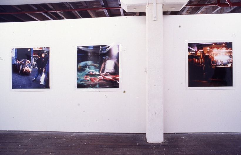 Aaron Seeto, This Little Piggy Went to Market, 1999, Type C photograph; Aaron Seeto, TStill Life with Fishmonger, 1999, Type C photograph; Aaron Seeto, Butcher, Undercover Markets, Hong Kong, 1999, Type C photograph.