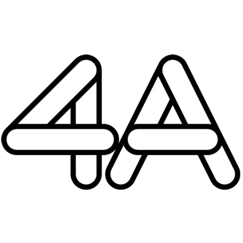 A black 4A logo on a white background.