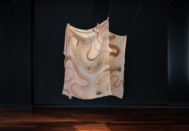 Shaun Daniel Allen (Shal) E.P.B., 2023 Foraged flora extraction and acrylic on linen Courtesy the artist and China Heights, Sydney. Image: Kai Wasikowski