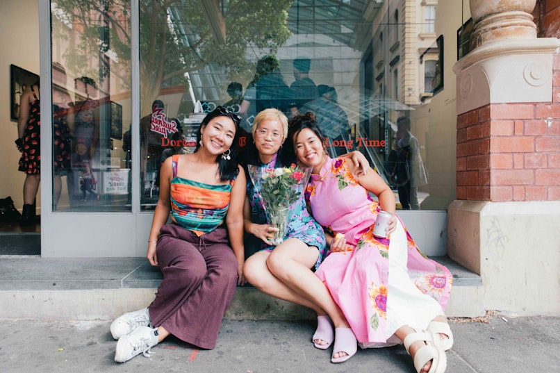 Lucia Tường Vy Nguyễn, Dorcas Tang 邓佳颖 and Reina Takeuchi. Image: Anna Hay