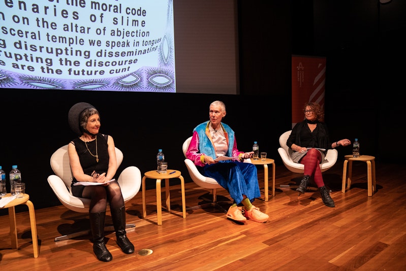 Dr Francesca da Rimini, V Barratt and Josephine Starrs (VNS Matrix). Image: Christina Mishell