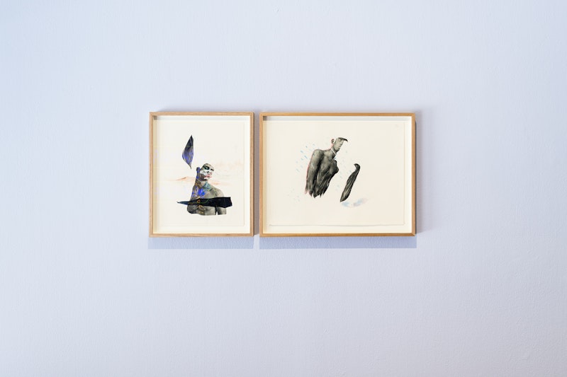 حلال HALAL, 2016–ongoing, collage, ink, pencil, transparency paper, found photographs on paper, dimensions variable. Courtesy the artist.