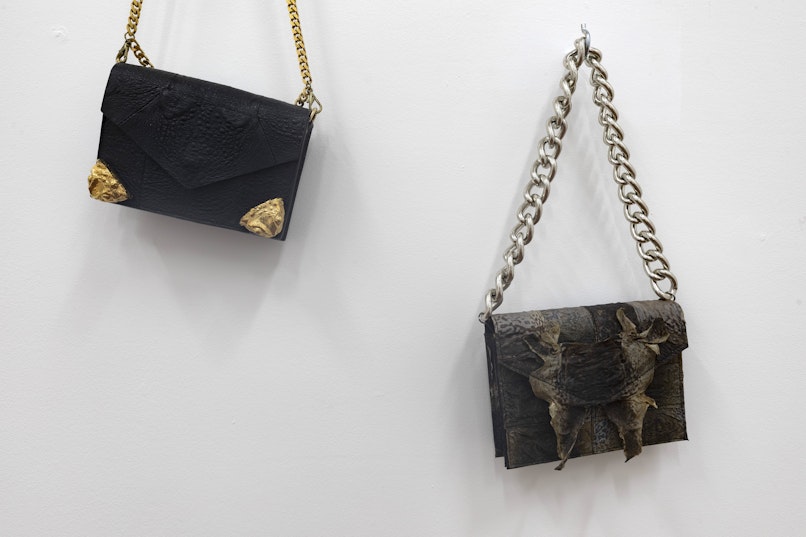 Lia Tabrah, Luxe Black Toad Bag With Gold Heads, 2019, cane toad leather, cane toad, 24ct gold, Swarovski crystals