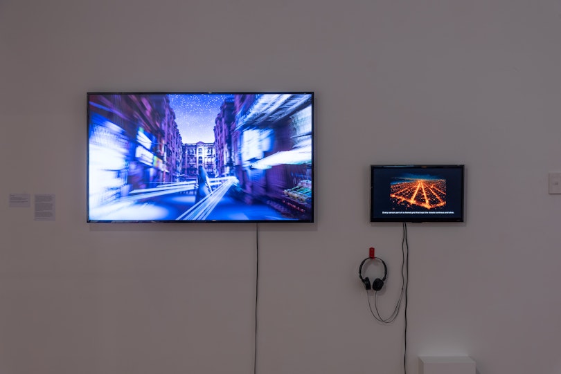 Myra Javaid, The City of Forgotten Lights, Transmedia Worldbuilding Residency Exhibition, 2026. Photograph by Garry Trinh.