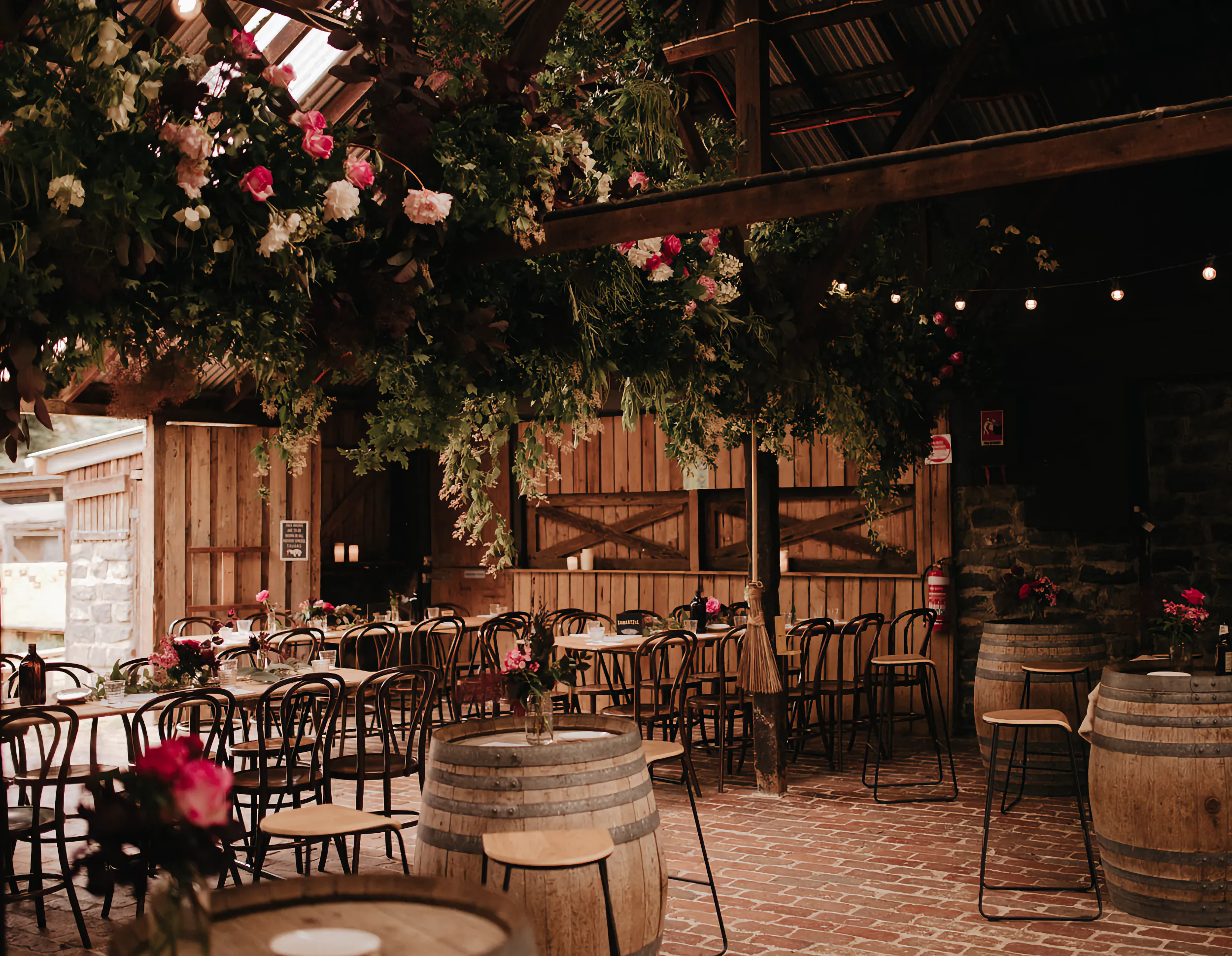 Wedding reception setup at The Farm Cafe.