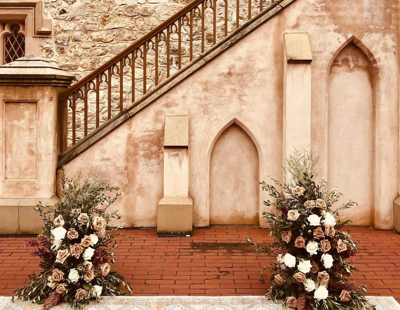 Ceremony flowers in the South Australian Museum courtyard.