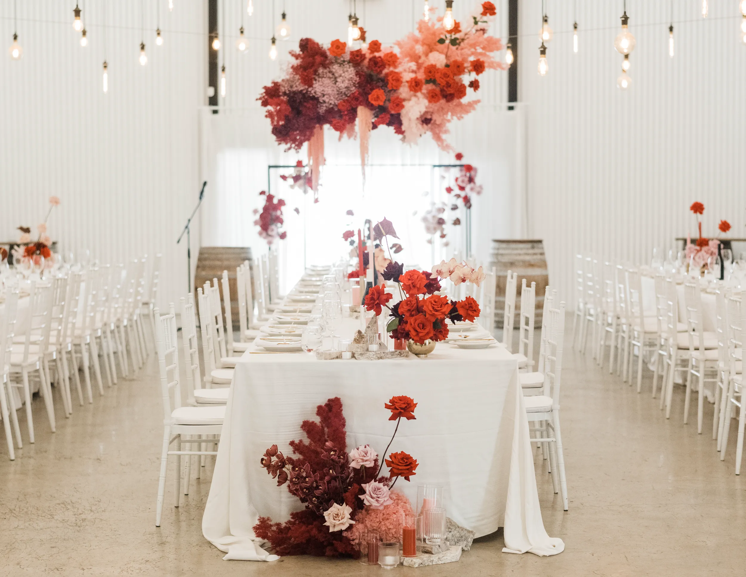 Wedding reception setup at the Blue Wren Farm