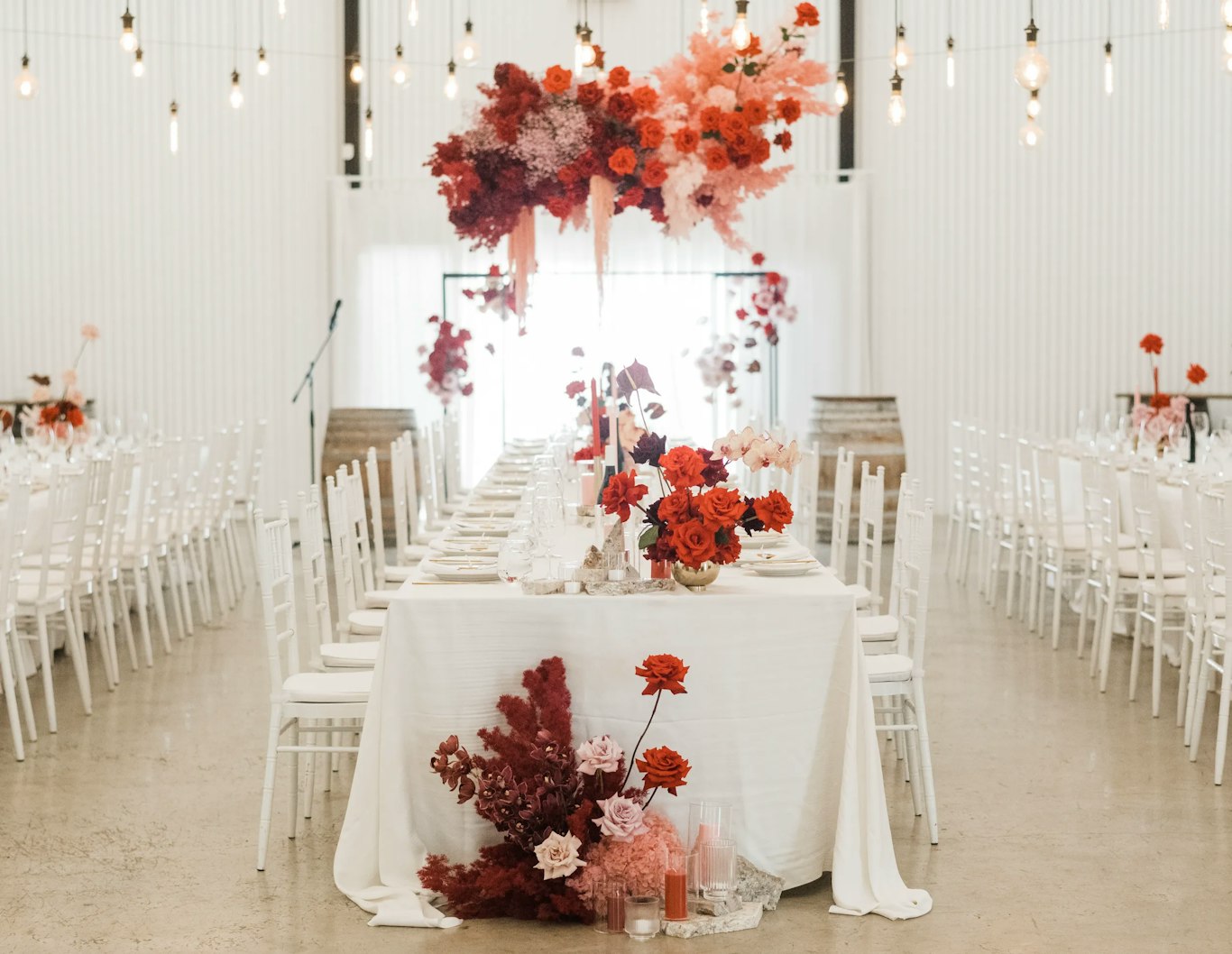 Wedding reception setup at the Blue Wren Farm