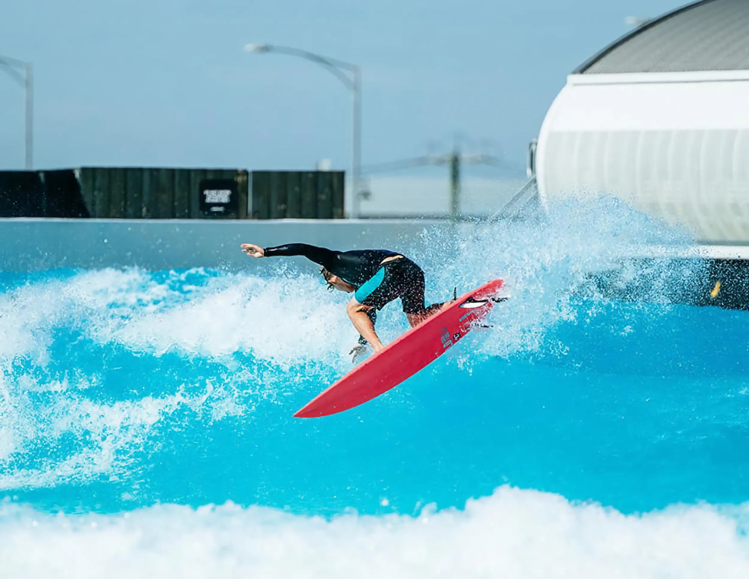 A surfer at nearby Three Blue Ducks restaurant
