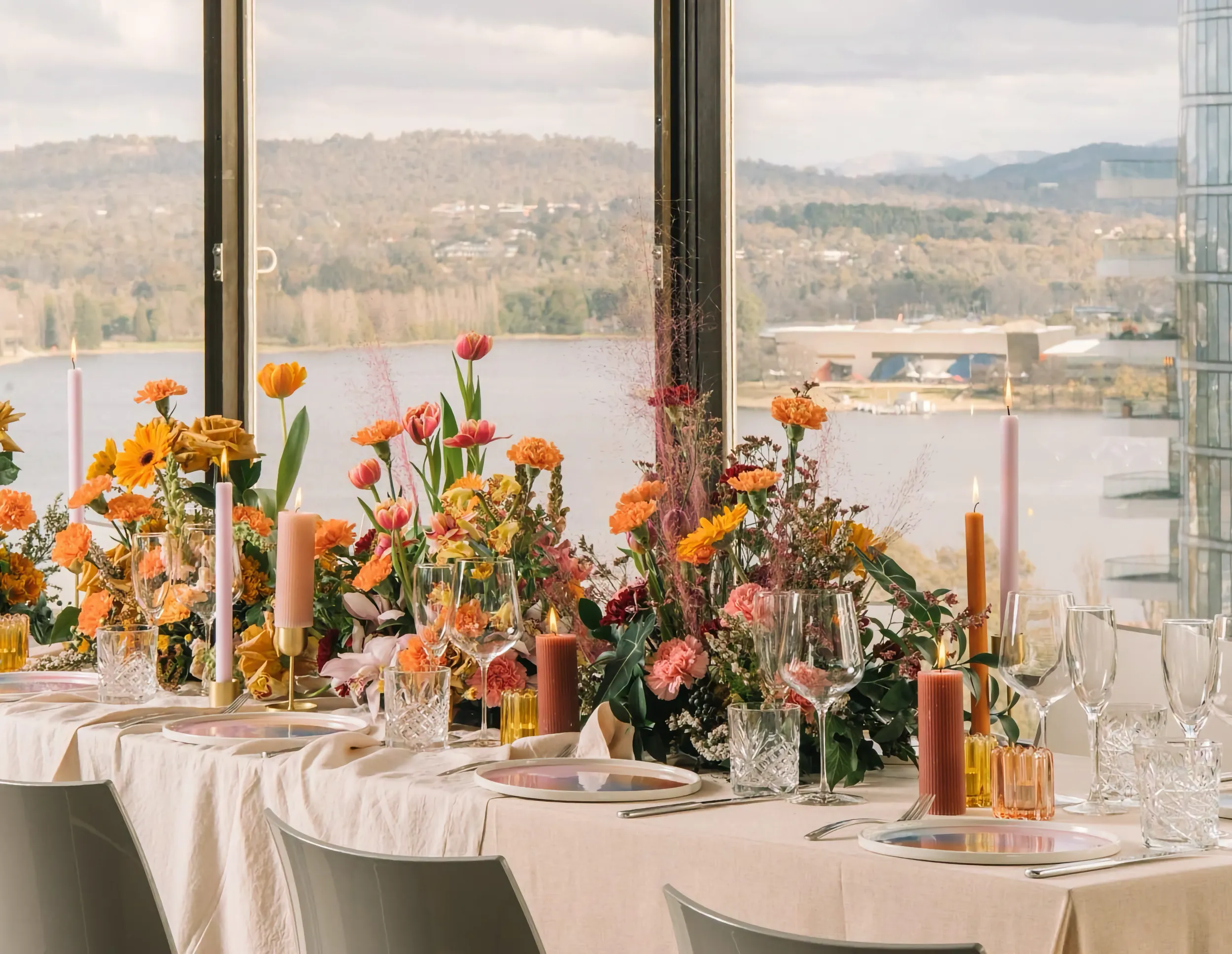 Wedding reception setup at QT Canberra