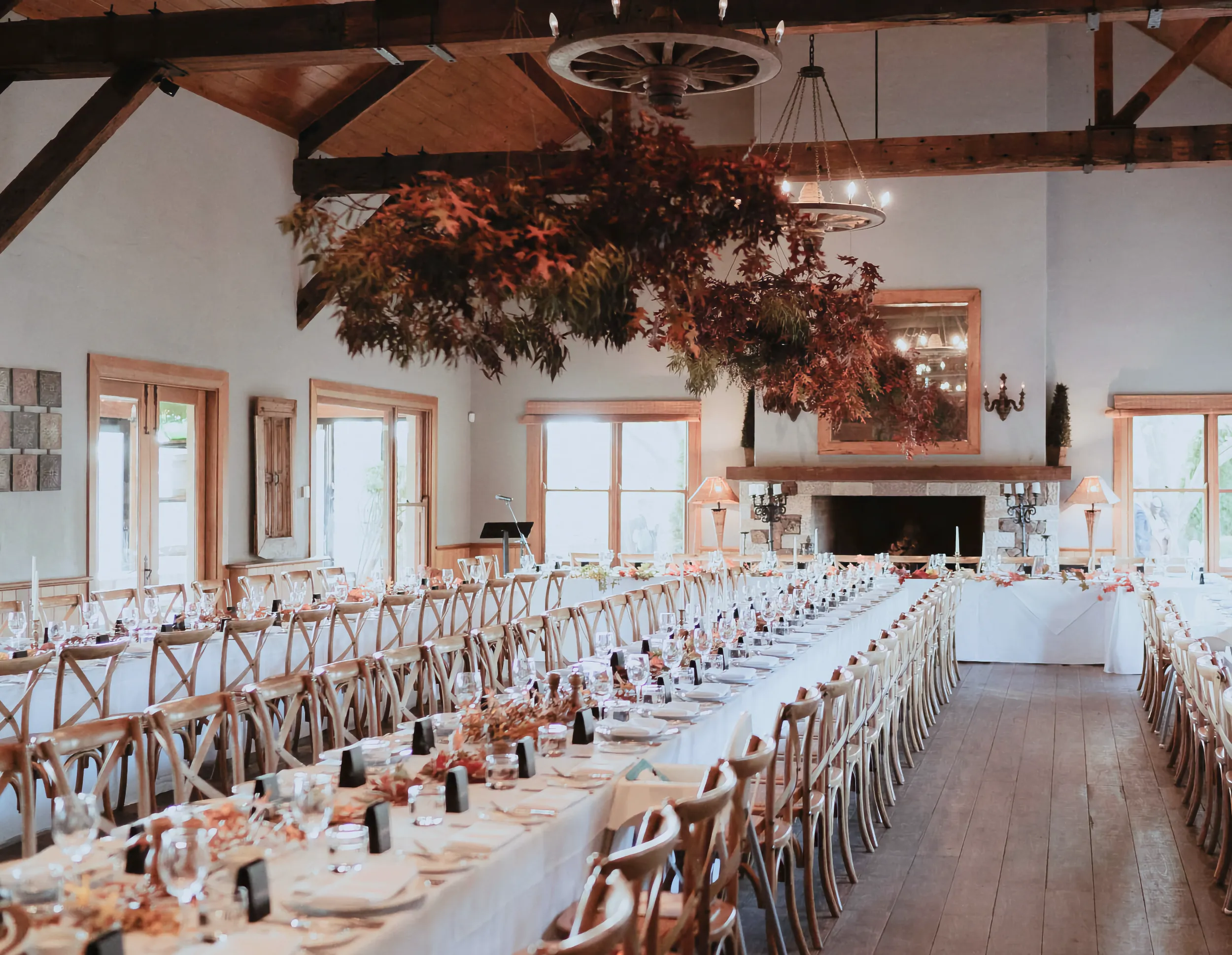Wedding reception setup at Centennial Vineyards