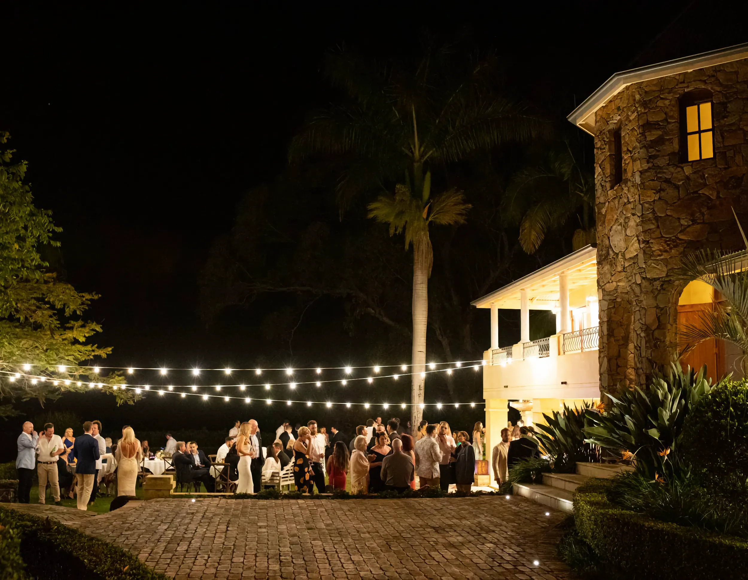 Nightime wedding reception at Victoria's