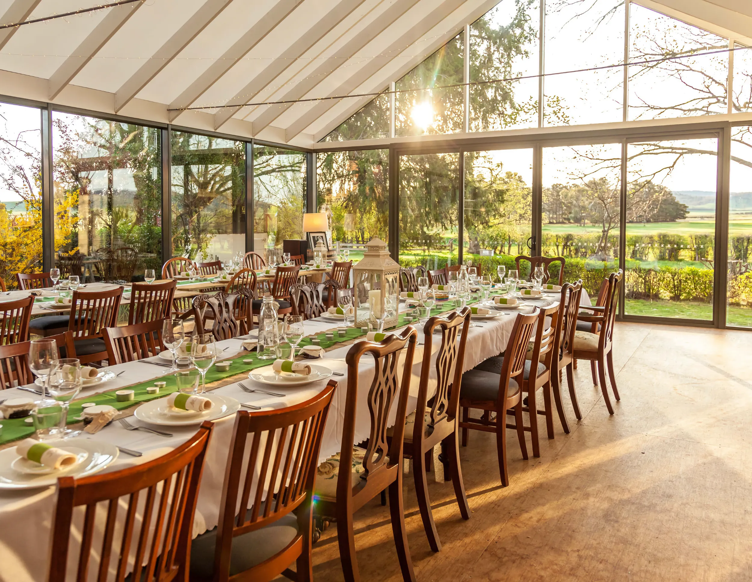 Wedding reception setup at Ratho Farm