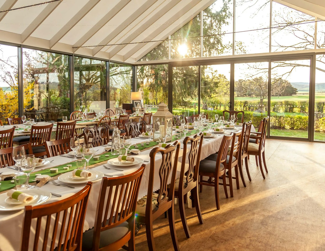 Wedding reception setup at Ratho Farm