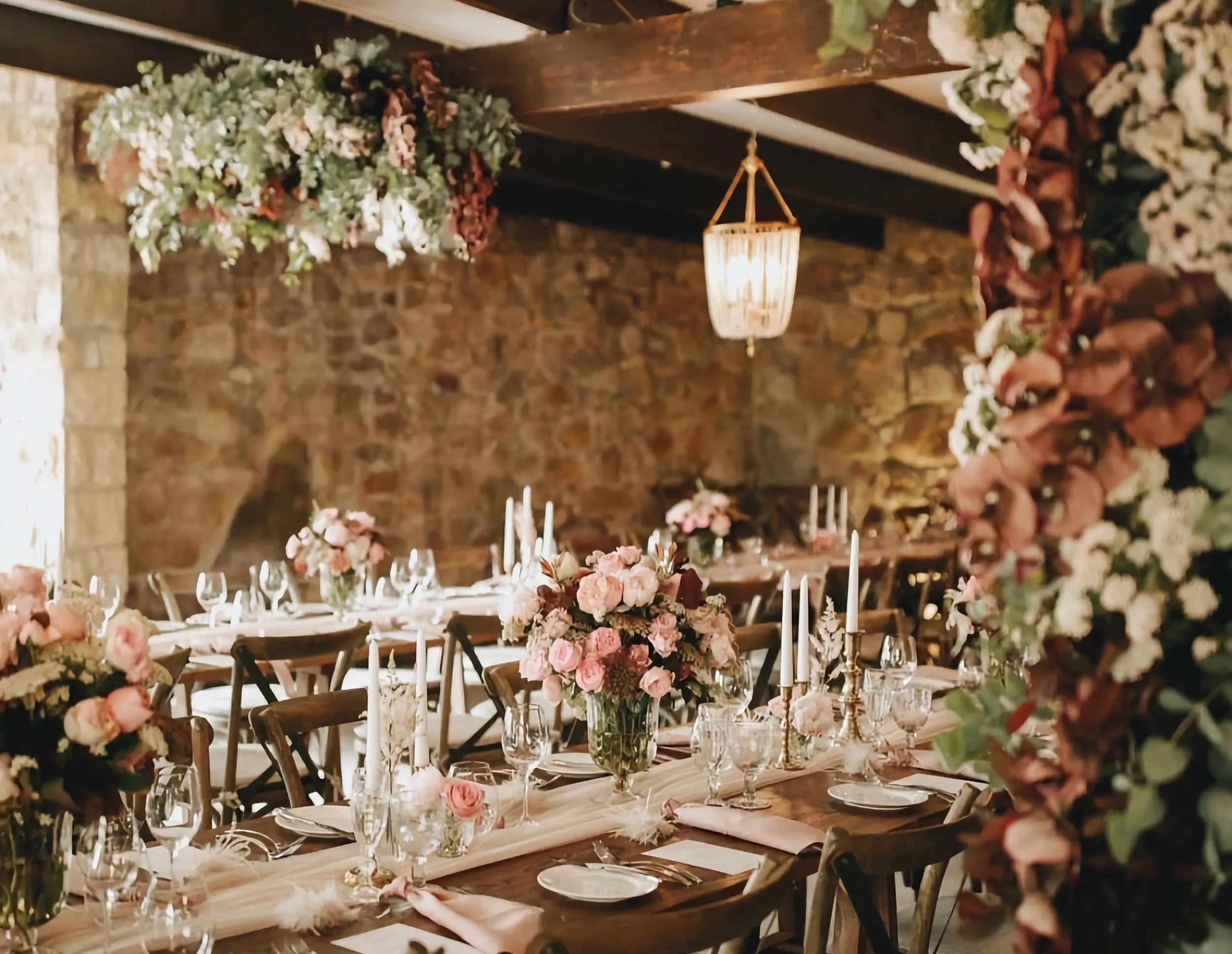 Wedding reception setup at The Manor