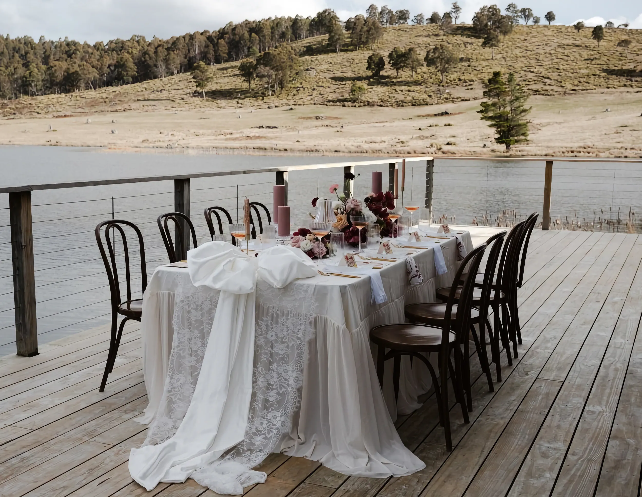 Micro wedding reception setup at Currawong Lakes