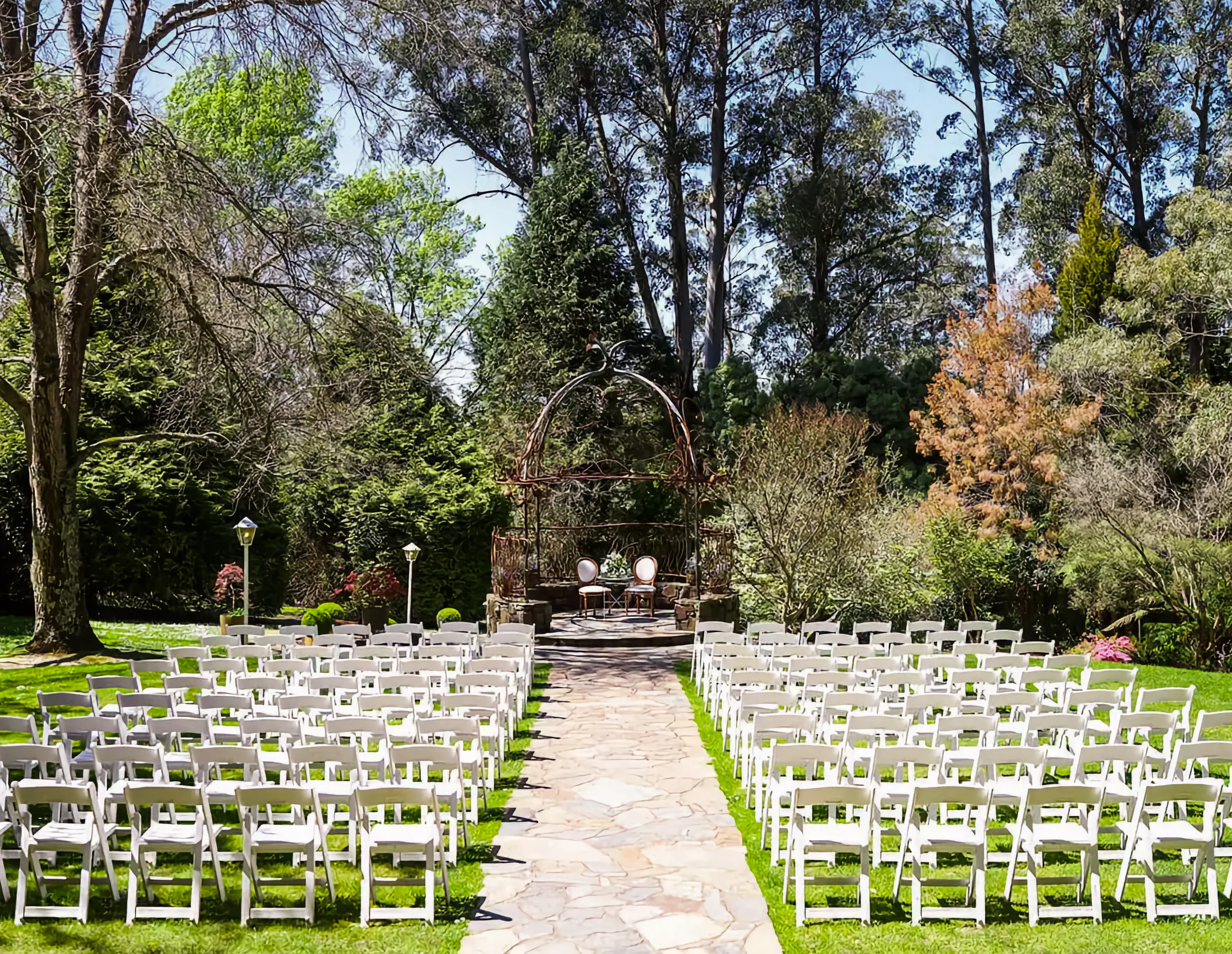 Outdoor wedding ceremoney setup at the Tatra Receptions
